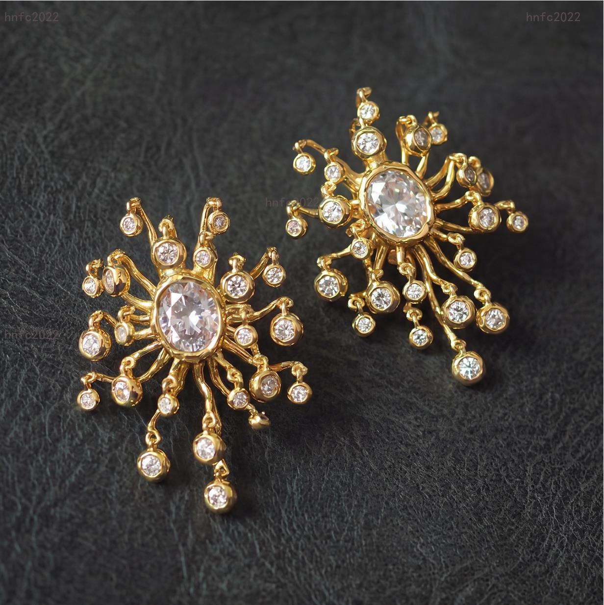 New Designed women earrings Asterales Modernist Clip Earring copper plated gold Ear studs Alexis Bittar Designer Jewelry Classics Luxurious
