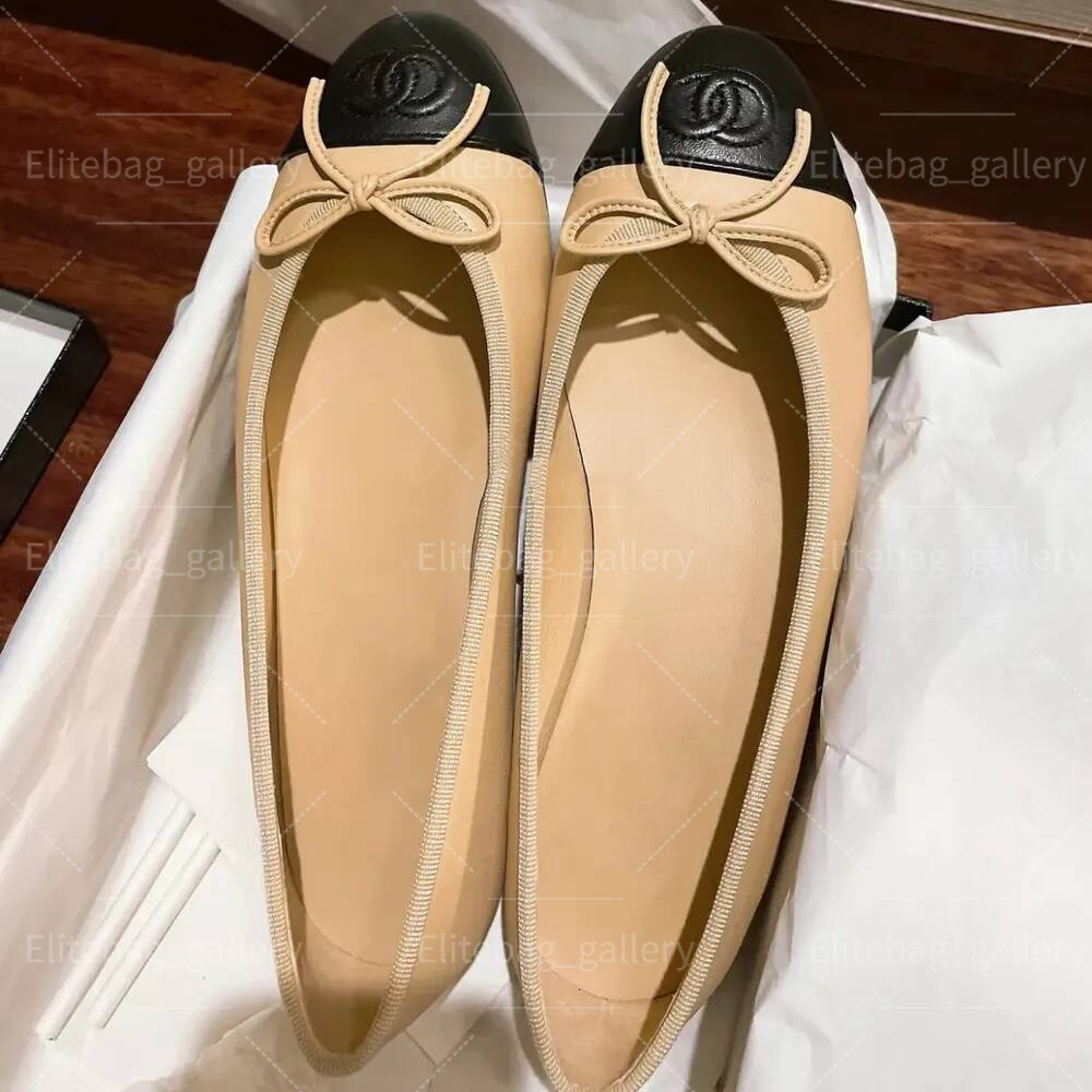Channeledes Shoes Paris Brand Designer Black Ballet Flats Women Quilted Genuine Leather Slip On Ballerina Luxury Round Toe Ladies Dress Shoes Chanie