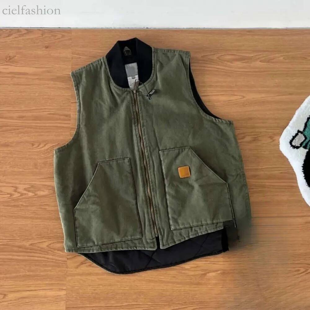 Carhatterlys Men Women Canvas Detroit Retro Work Wear Style Sleeveless Bomber Jacket Vest Gilet Trendy Padded Lined Warm Cargo Coat carharttnessity