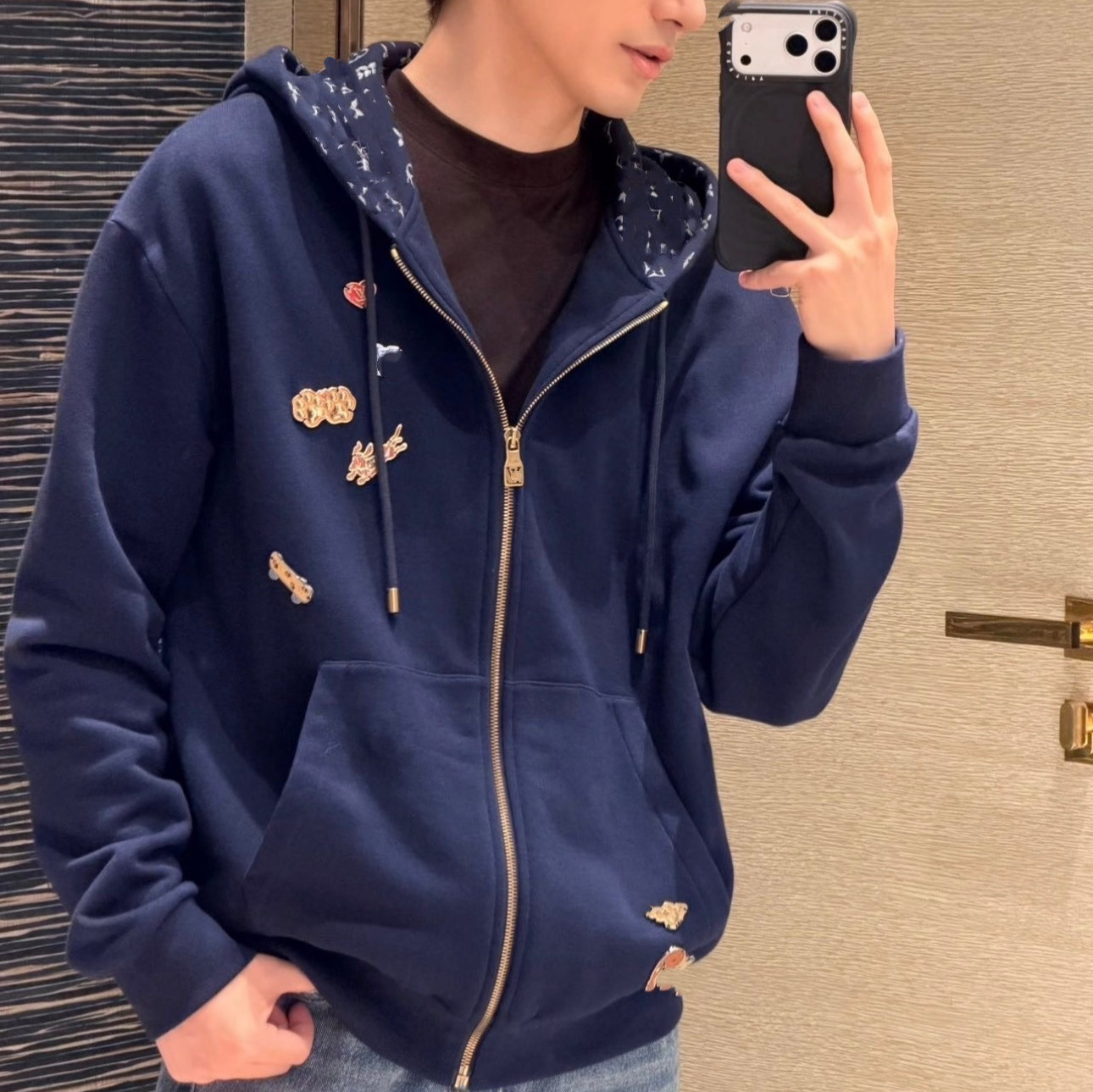 Nanyou High Version 26 Autumn New Cotton Terry Classic Hoodie with Chest Embroidery Zipper for Men and designer luxury Women