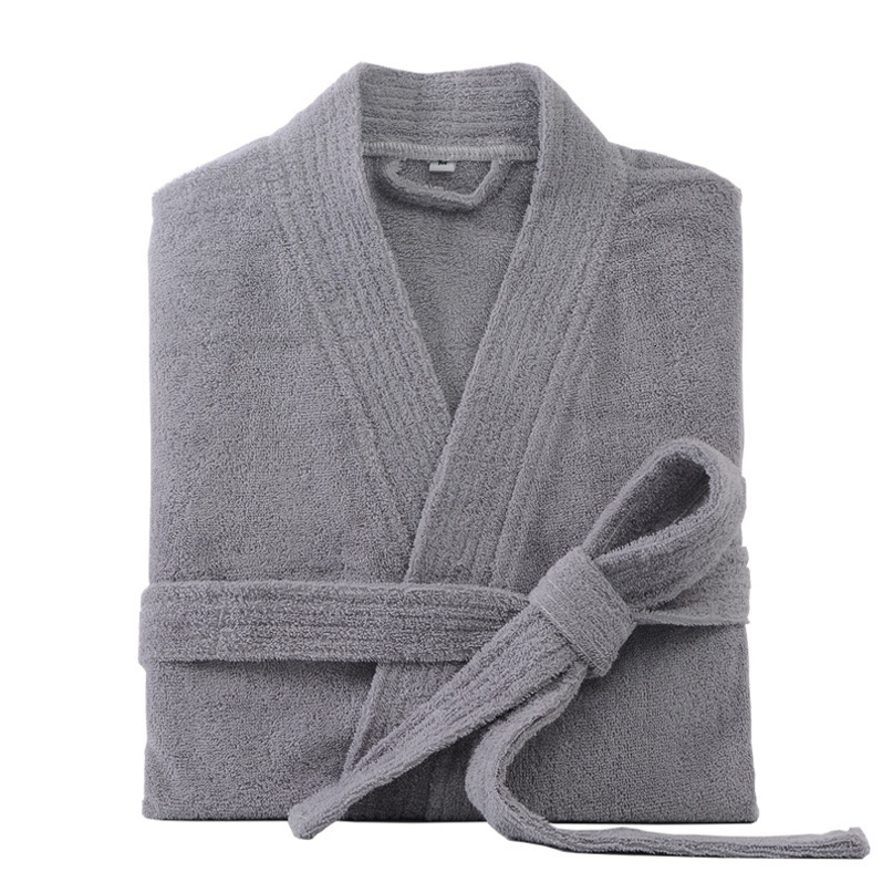 100% Cotton Bathrobe for Men Long Thick Absorbent Terry Bath Robe Kimono Towel Solid Sleepwear Women Dressing Gown 261019