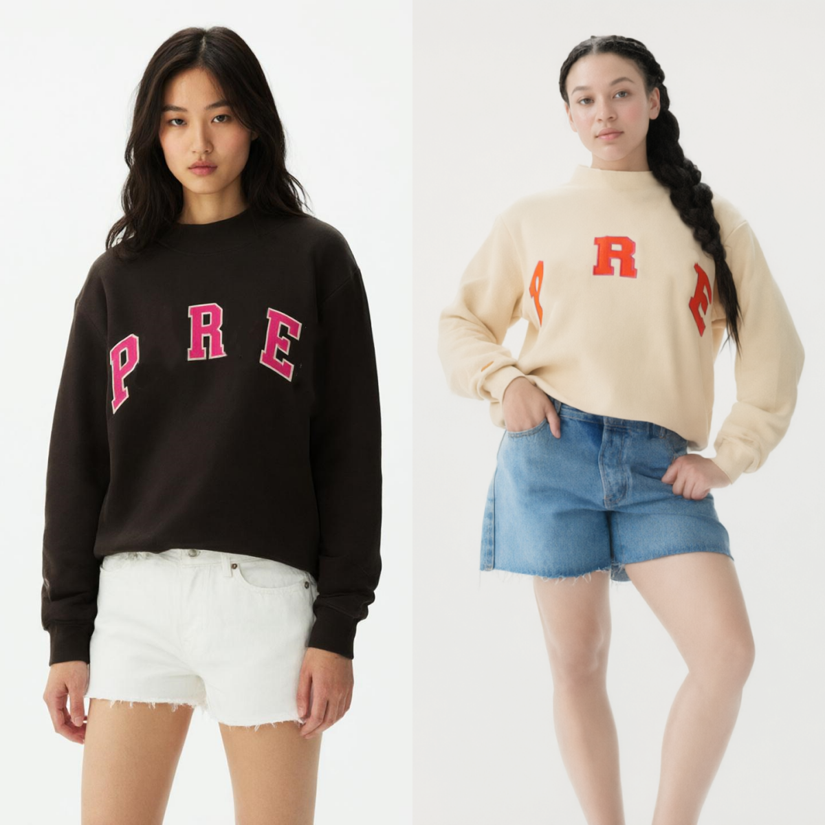7353 PAR Art pour Femmes Col Haut Lâche Col Montant Sweat à Capuche en Coton Classique Lettres Broderie Pull Top Femmes Sweatshirts Pull Ajusté C