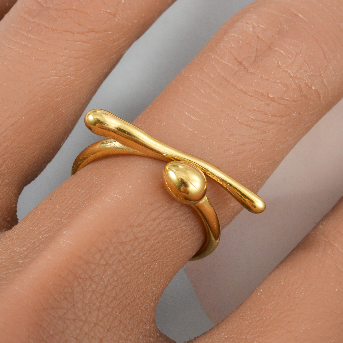 European American style jewelry, irregular water drop geometric rings, simple line designs, fashionable and minimalist accessories, wholesale