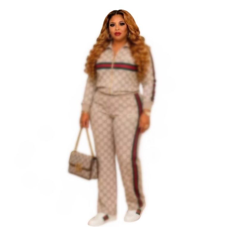 Women Tracksuit Casual Sporty Sweatsuit Zipper Designer jacket And Loose pants Casual jacquard Jogging Suit Womens Clothes