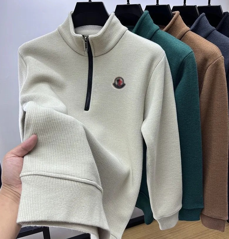 Designer Hoodies fleece lined and thickened sweater jackets France Embroidery Half zip Brand Stand up collar base shirt top clothes men Hoodies 5c