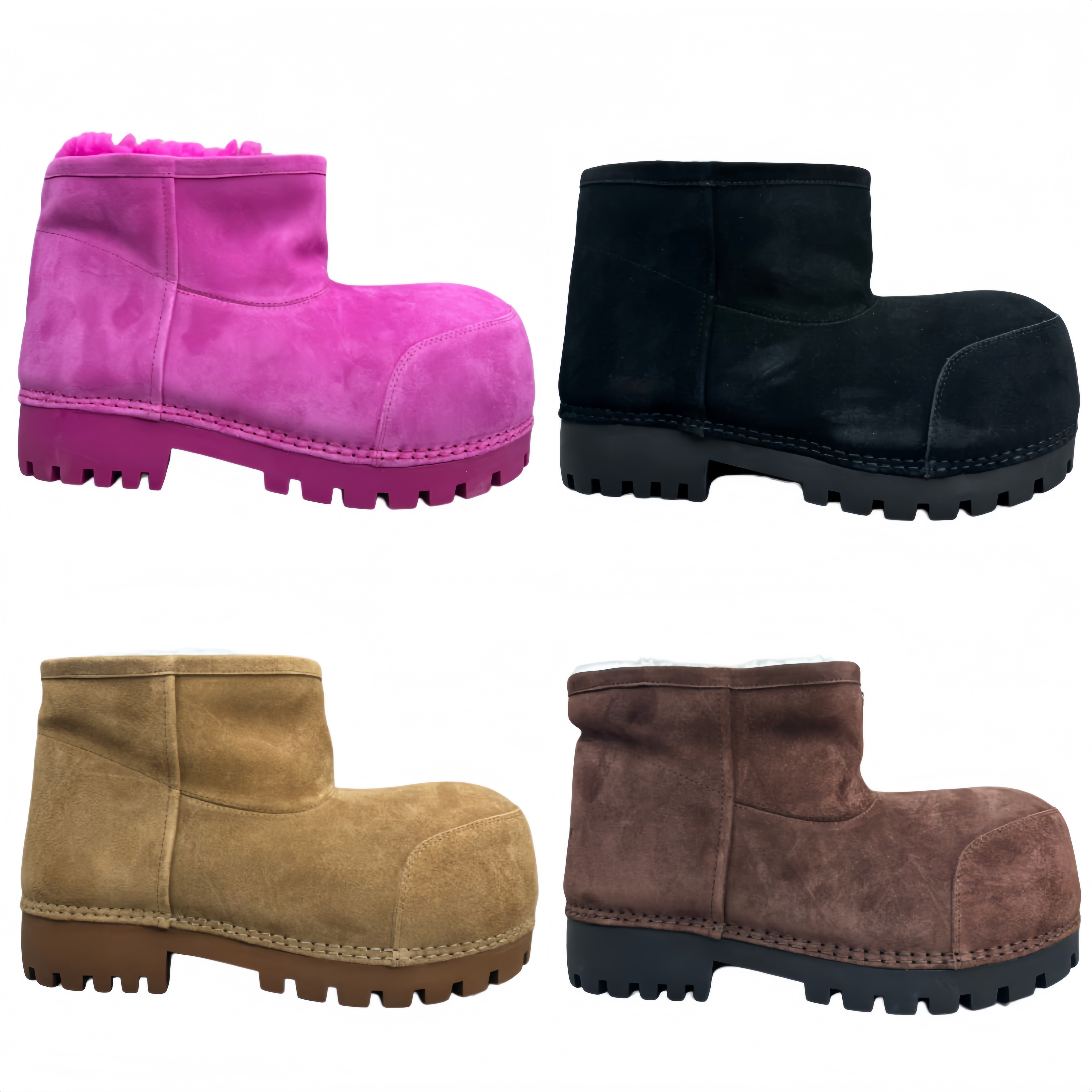 Luxury Women Alaska Fur Low Boot Designer Shoes Skiwear Luxury Full Fluffy Shearling Snow Boots Cute Big Toe Ugly Style Warm Winter Footwear Boots D