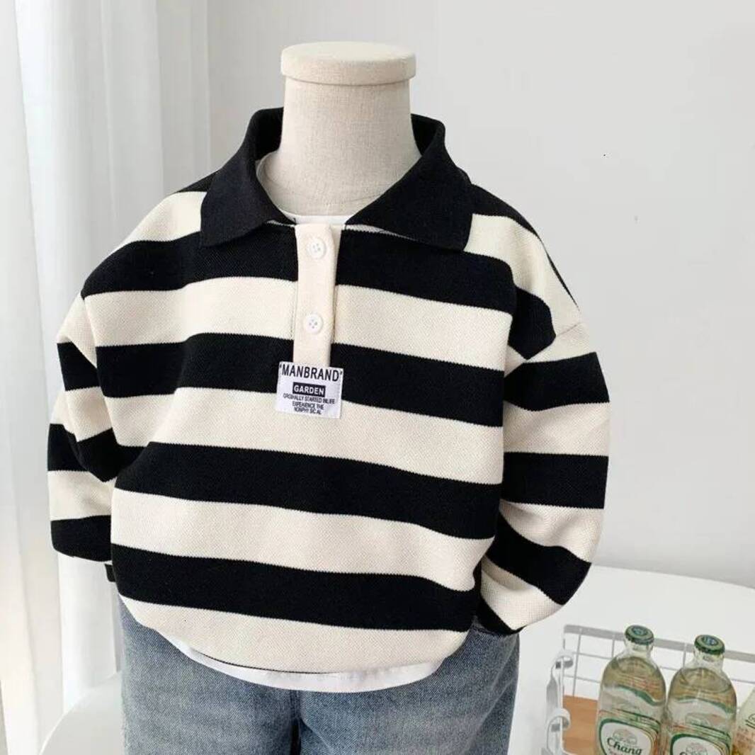 Girls Hoodie Boys Striped Sweatshirt Spring Kids Long Sleeve Pullover Teen Cotton Lapel Polo pullover Tops Autumn Children Clothes 2 12 Years Crew N