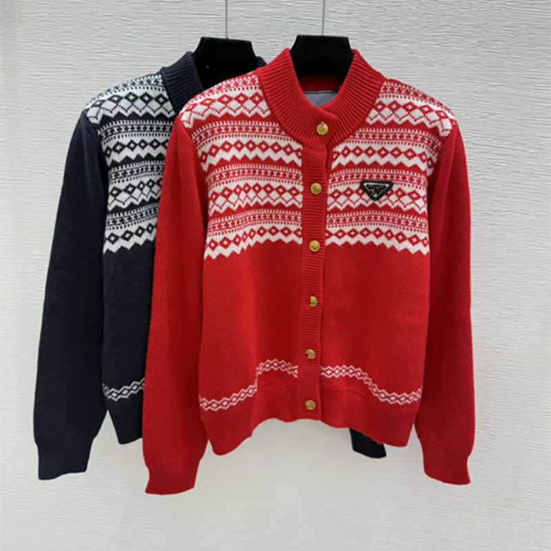 Women's Sweaters designer High-quality 2026 autumn/winter new Fair Isle patterned, round-neck knitted cardigan