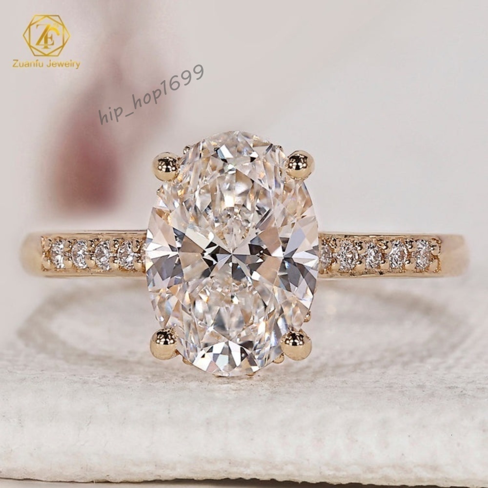 IGI Certified Lab Grown Diamond Ring Women Custom CVD Oval Vvs 3ct 4ct Lab Created Made Diamond Pave Engagement Ring Jewelry