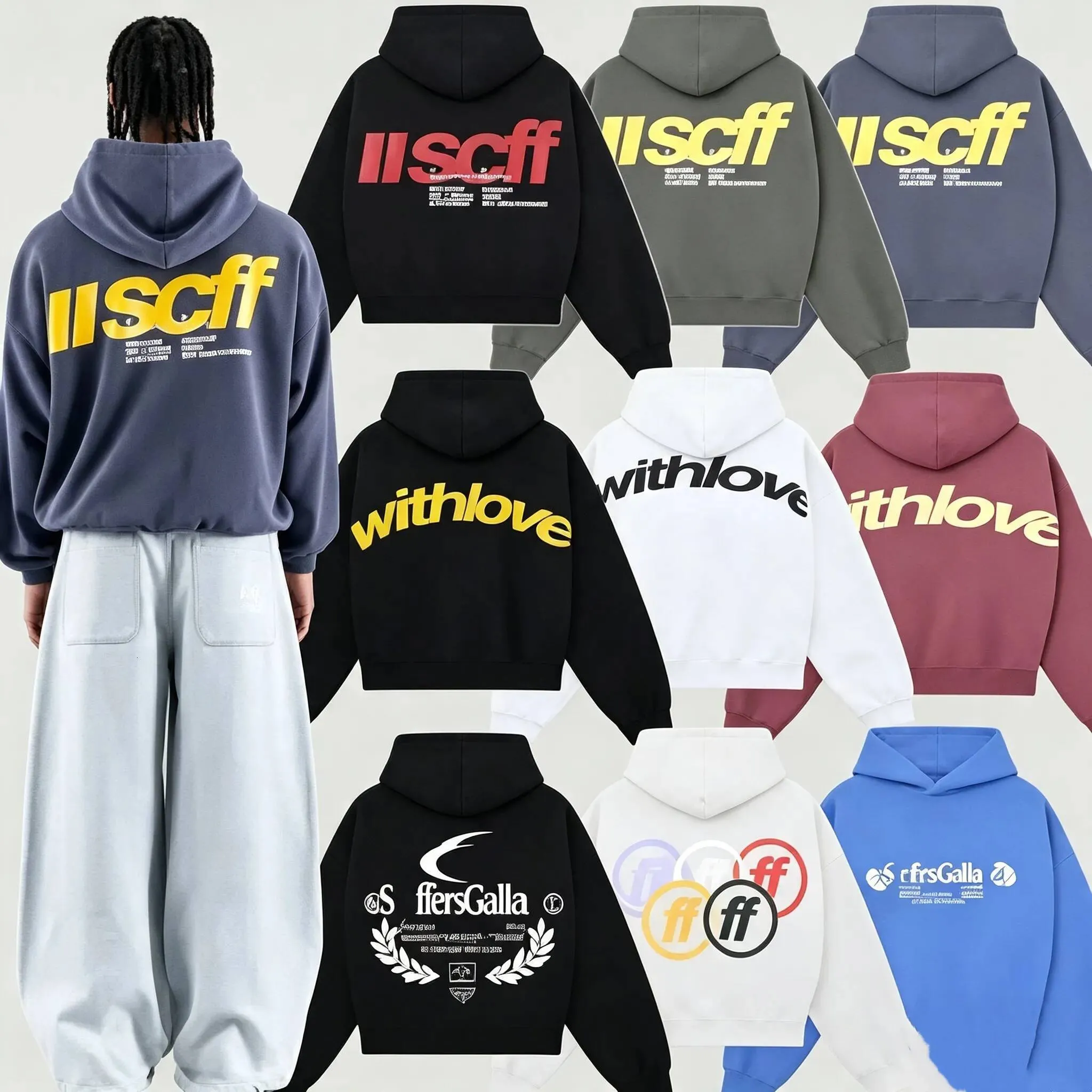 Hoodies men designer Scuffeys printed hoodie white Designer womens Vintage Star hoodie Hip Hop oversized sweatshirt