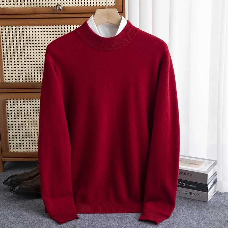 and winter 100% pure Autumn wool men's padded half-height slim bottoming pullover long-slved knitted cashmere sweater M261016