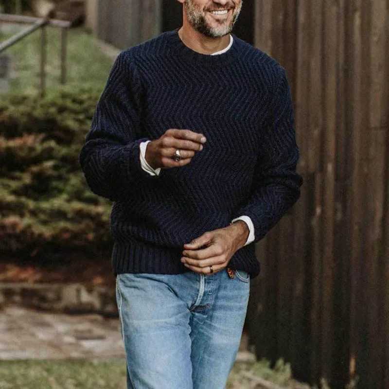 Fashion Autumn Winter 2025 New Men's Englans Vintage Solid Color Casual Trendy O-neck Long Slve Knitted Pullovers Male Sweater M261016