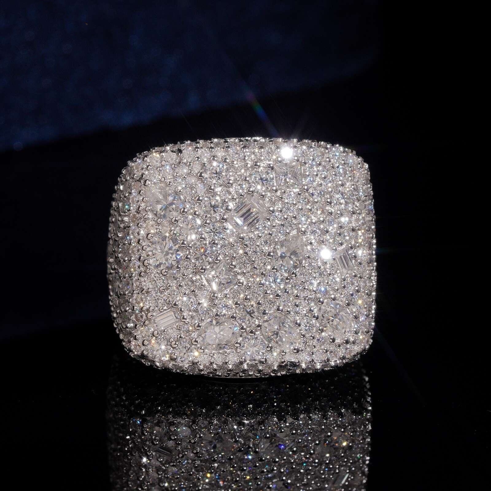New Fashion Luxury Men Women Ring Top Quality White Gold Plated S925 Silver GRA VVS Moissanite Ring Hip Hop Jewelry Nice Gift Size 8-10