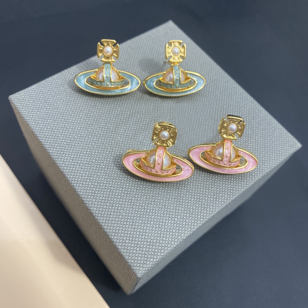 Unique Designer Gold Plated Saturn Enamel Earrings Luxurious High End Gift Suitable For Womens Casual Multi Style Matching With Jewelry