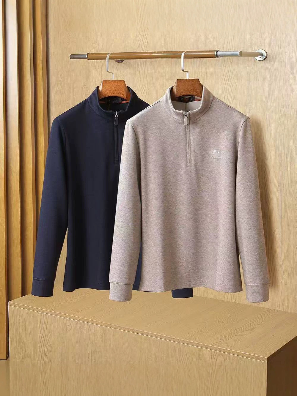 New Fall/Winter 2026 LP Men's Wool Sweater, Fashionable Halfhigh Neck, Zippered, Thickened, Warm Base Layer