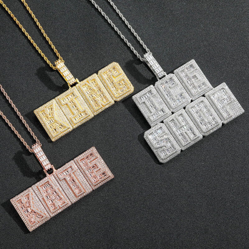 European and American double-layered T-shaped 925 Sterling Silver 925 Sterling Silver spliced letter pendant, personalized creative DIY custom desig