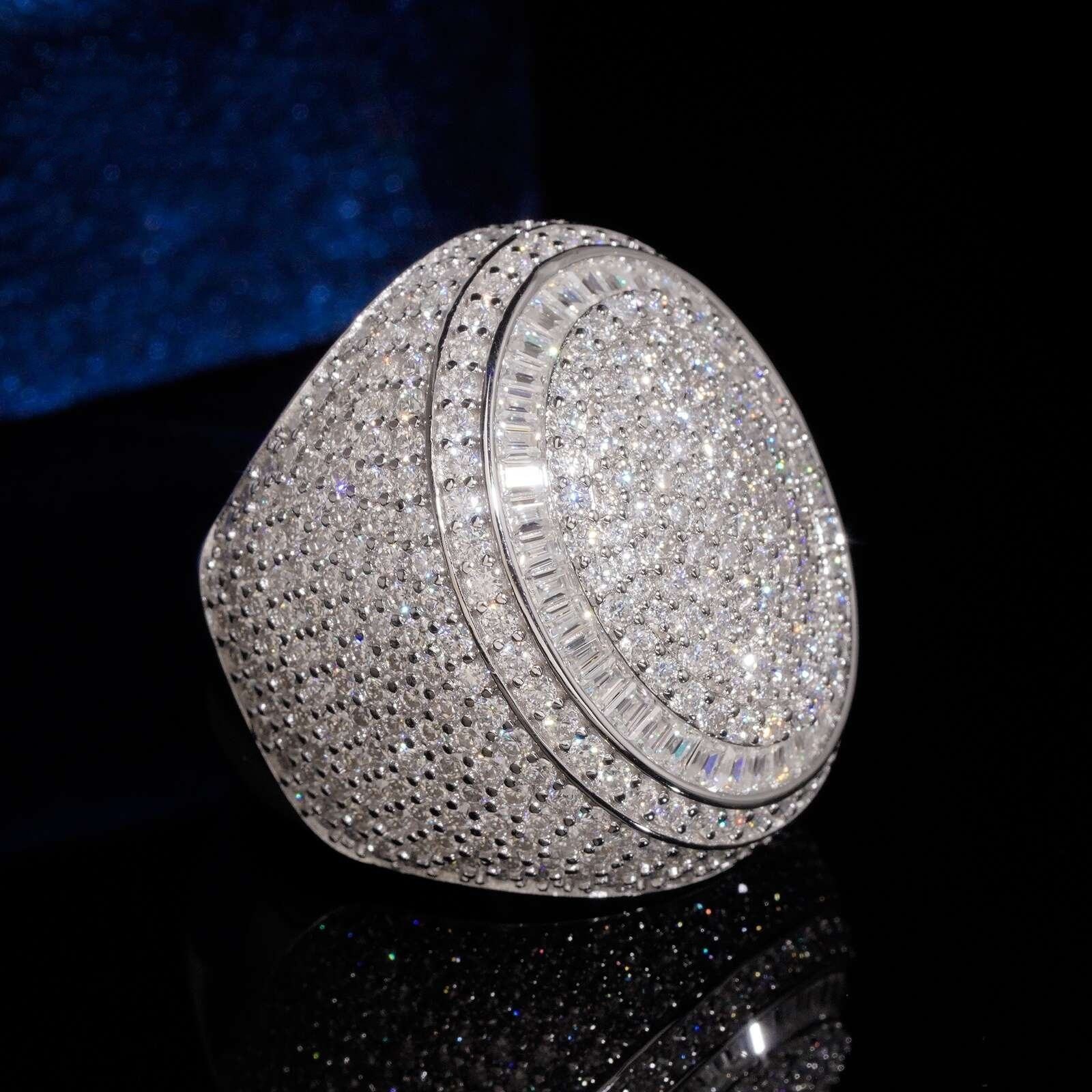 Luxury 925 Sterling Silver Full Moissanite Rings with GRA Certificate Full Bling Iced Out Moissanite Ring for Men Women for Party Wedding Nice Gift