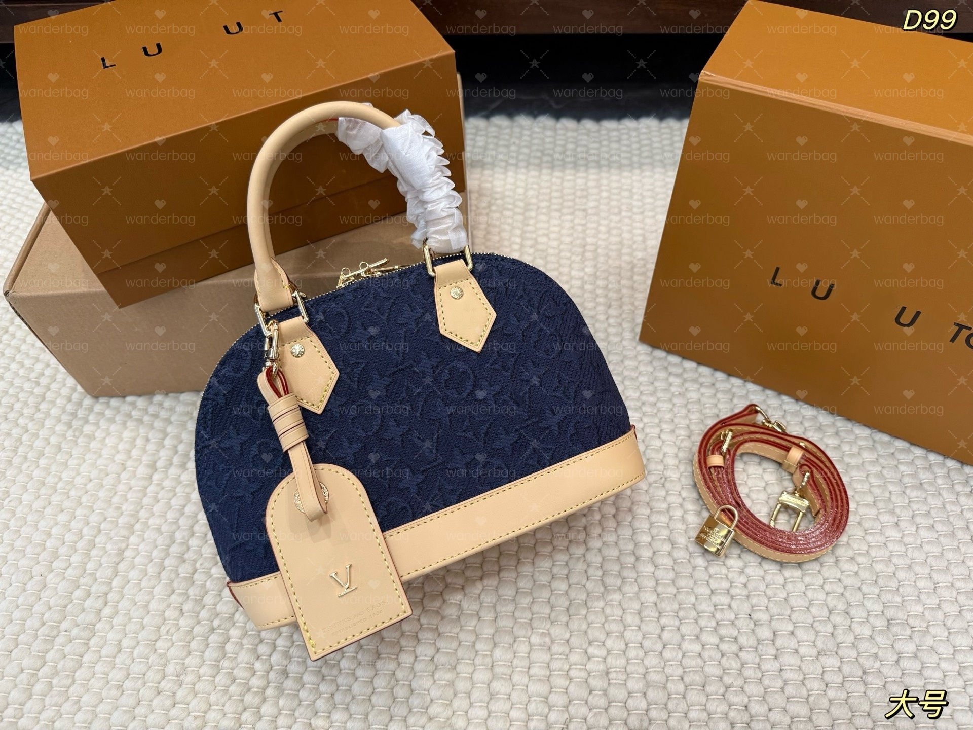 Designer Bag Luxury Top handle bags with padlock canvas Crossbody Nano Almas Monograms Blue Velvet shoulder bag Embossed Flower shell handbag Vintag