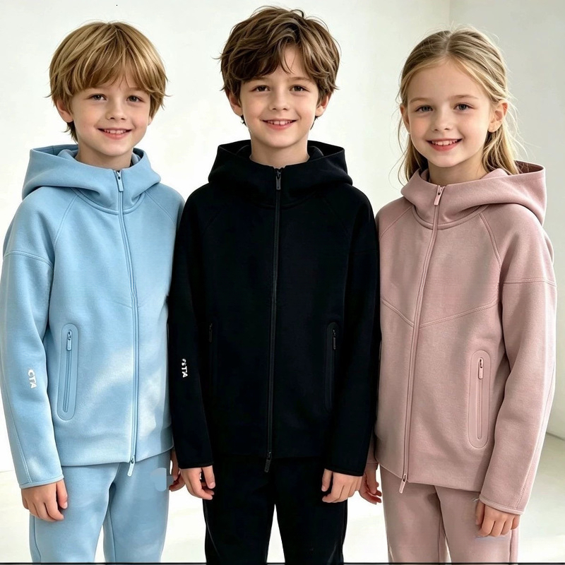 Nocta Tech Fleece Kids Zip Up Tracksuit Set Boys Girls Lightweight Sports Jacket Jogger Pants Two Piece Casual Athletic Outfit For School Travel And