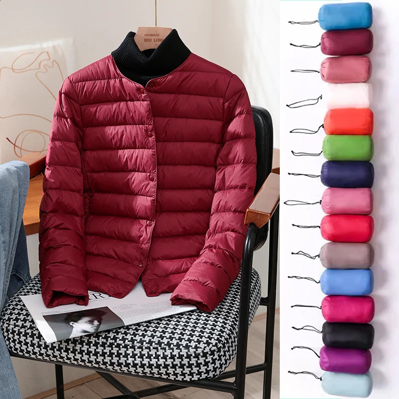 2026 Arrivals Autumn Winter Warm Women White Duck Down Slim Jackets Female Fashion Ultra Lightweight Packable Puffer Coats 261015