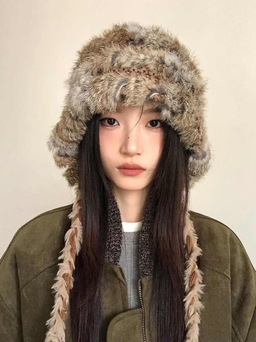 Beanie/Skull Caps Rabbit Hair Mixed Wool Hat For Women Autumn And Winter Style Thickened And Warm Knitted Hat Cold-Proof And Ear-CoveringEd Hat Q261