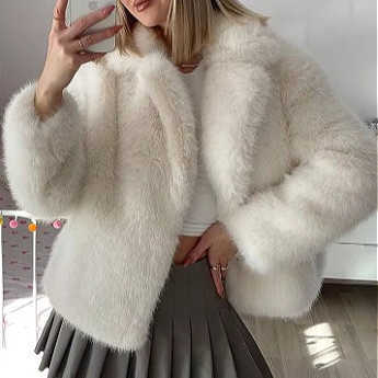 Fur Women Short Coats Jackets Turn Down Collar Solid Coat Thick Warm Y2k Strtwear Jacket Casual Outerwear Autumn Winter S2610163UJF