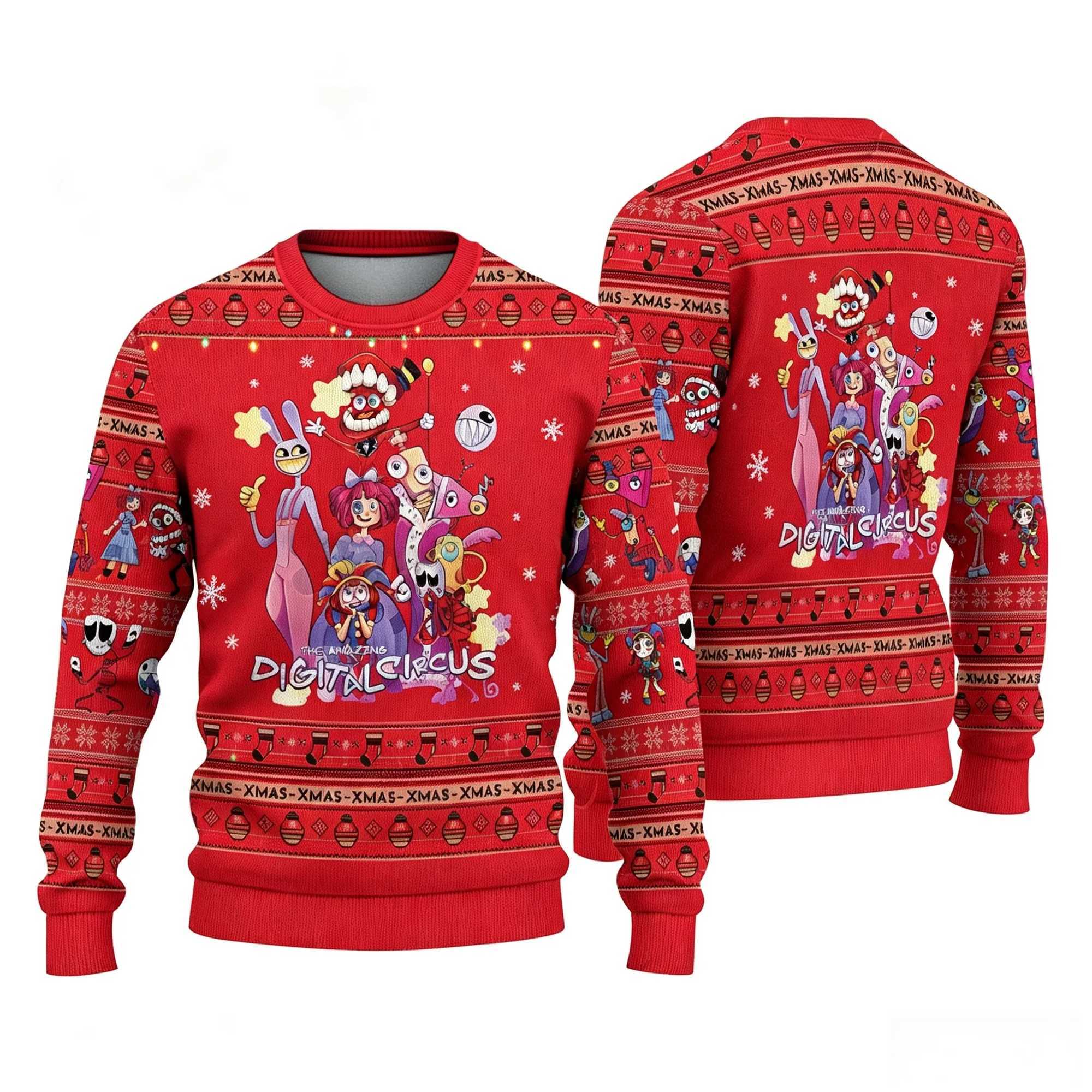 2026 The Amazing Digital Circus 3D Christmas Style Ugly Sweater Men Kids Adult Round-neck Sweatshirt Family Matching Clothing T261019