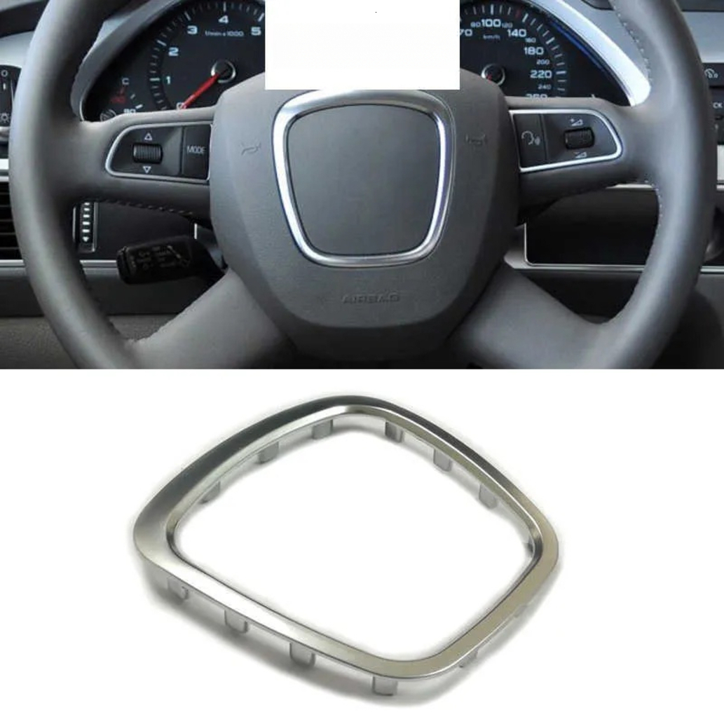 Miscellaneous Auto Spare Parts Chrome rubber components Steering Wheel Trim Emblem Badge Frame Cover Center Ring Sticker For Audi Q5 Q7 A3 S3 8P A4