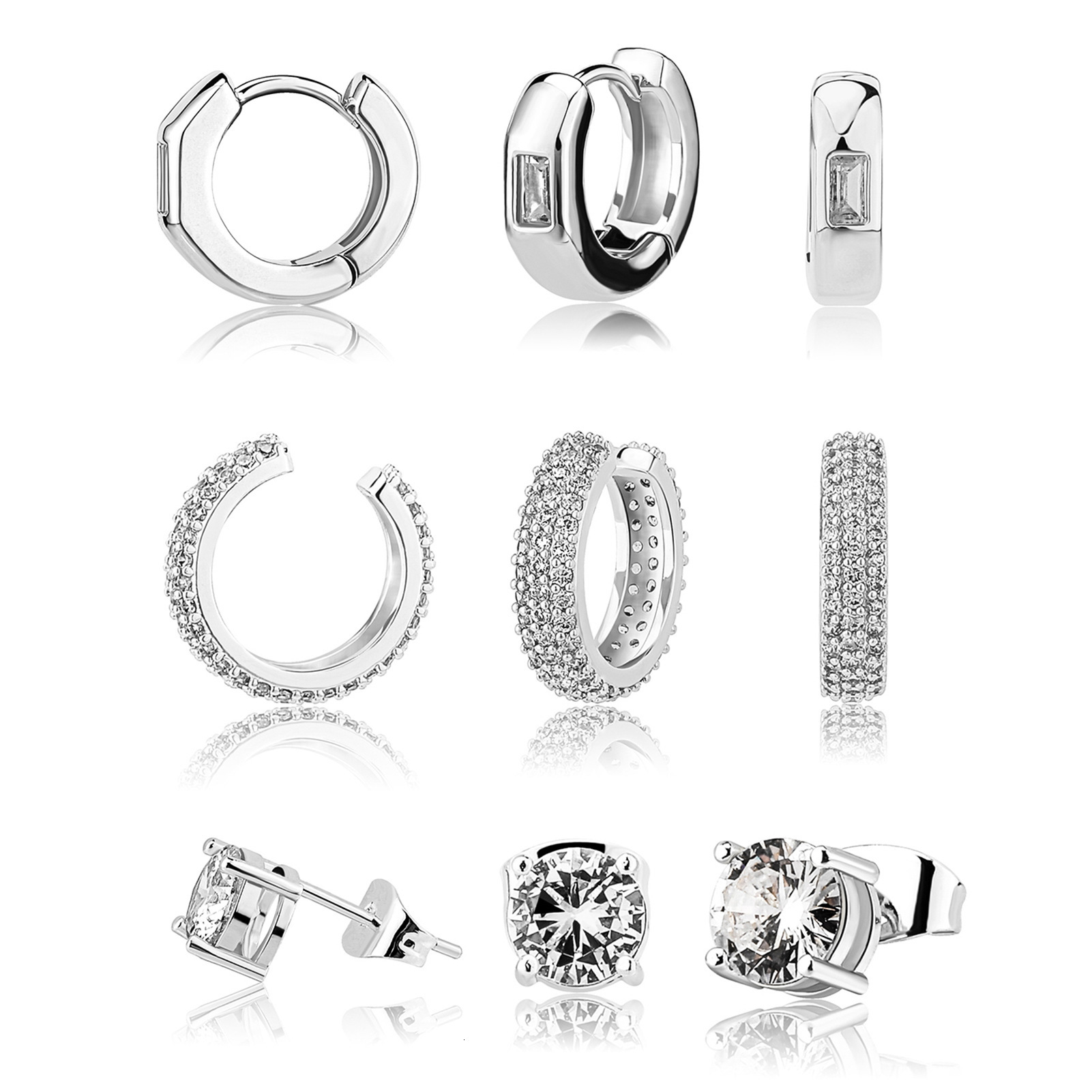 European Out D VVS Diamond American Hip-Hop Earrings Mix Match Set for Luxury Iced Men and Women, Personalized Stud Earrings, Classic Versatile Ear