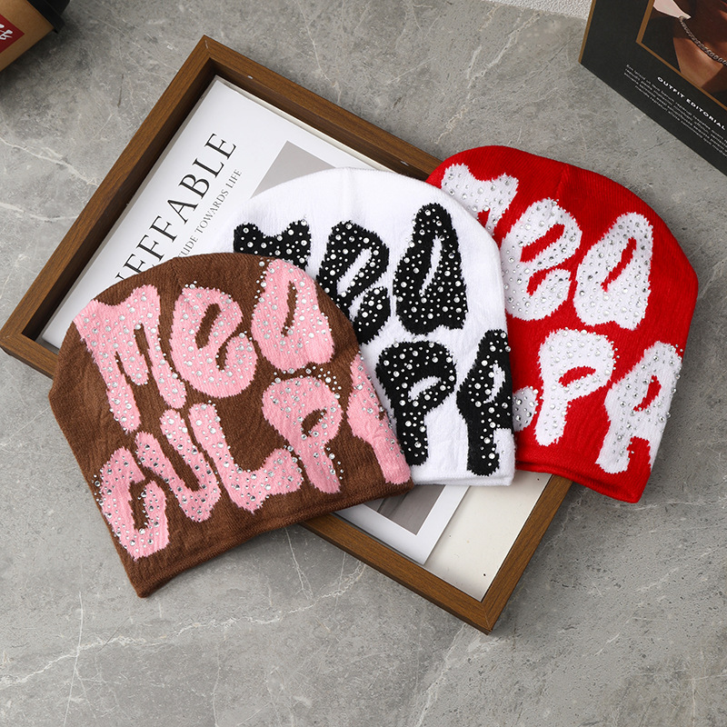 New Rhinestone Embroidered Outdoor Warm Head Wrap For Women Winter Hot Selling Hip-Hop Knitted Hat Luxury Cap Brand Designer Hat