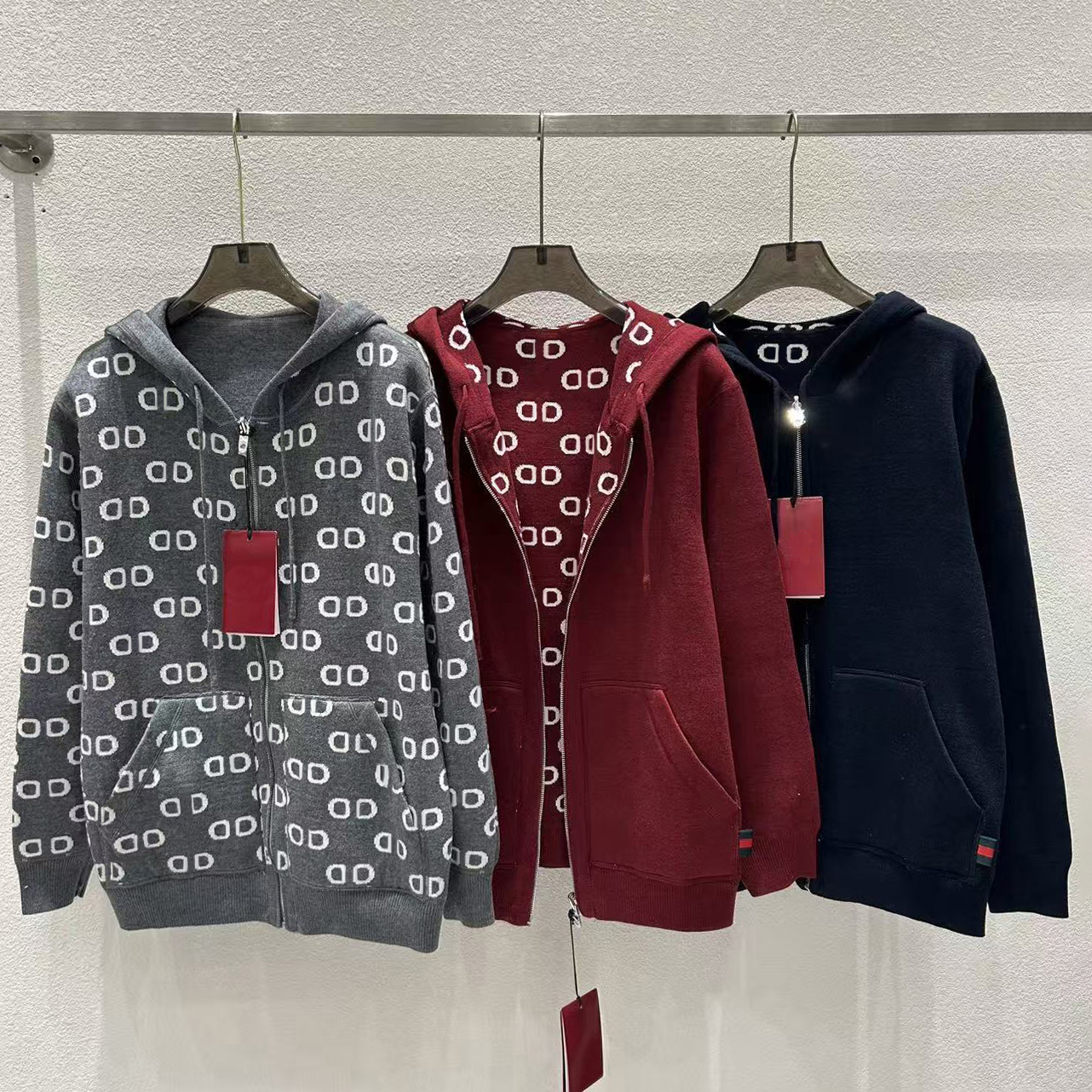 High quality designer men's men's sweater, vintage double-sided cashmere knit jacket, casual and fashionable multi-purpose hooded sweater