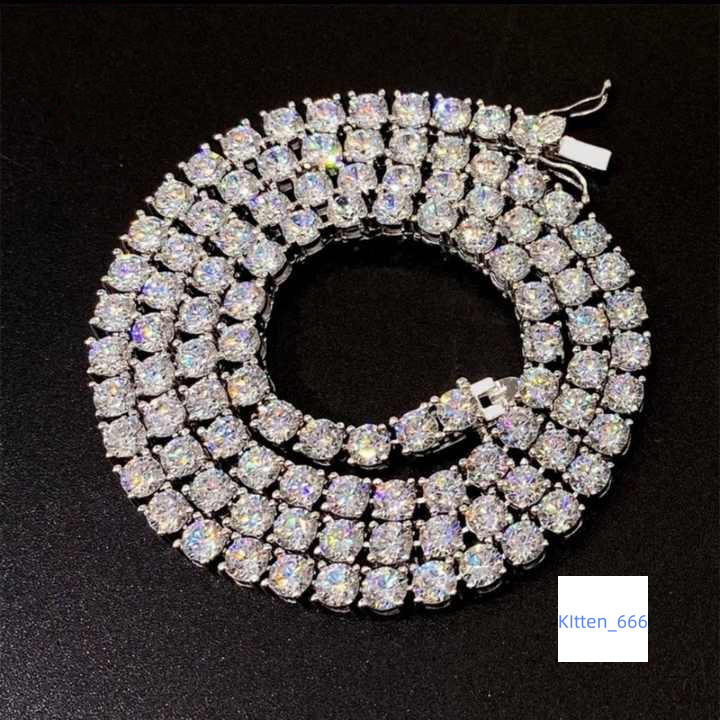 Pass Diamond test Moissanite Tennis Chain 3mm 4mm 5mm 6mm 10mm VVS Diamond Cut Rose Gold White Gold Plated Jewelry for Men Women