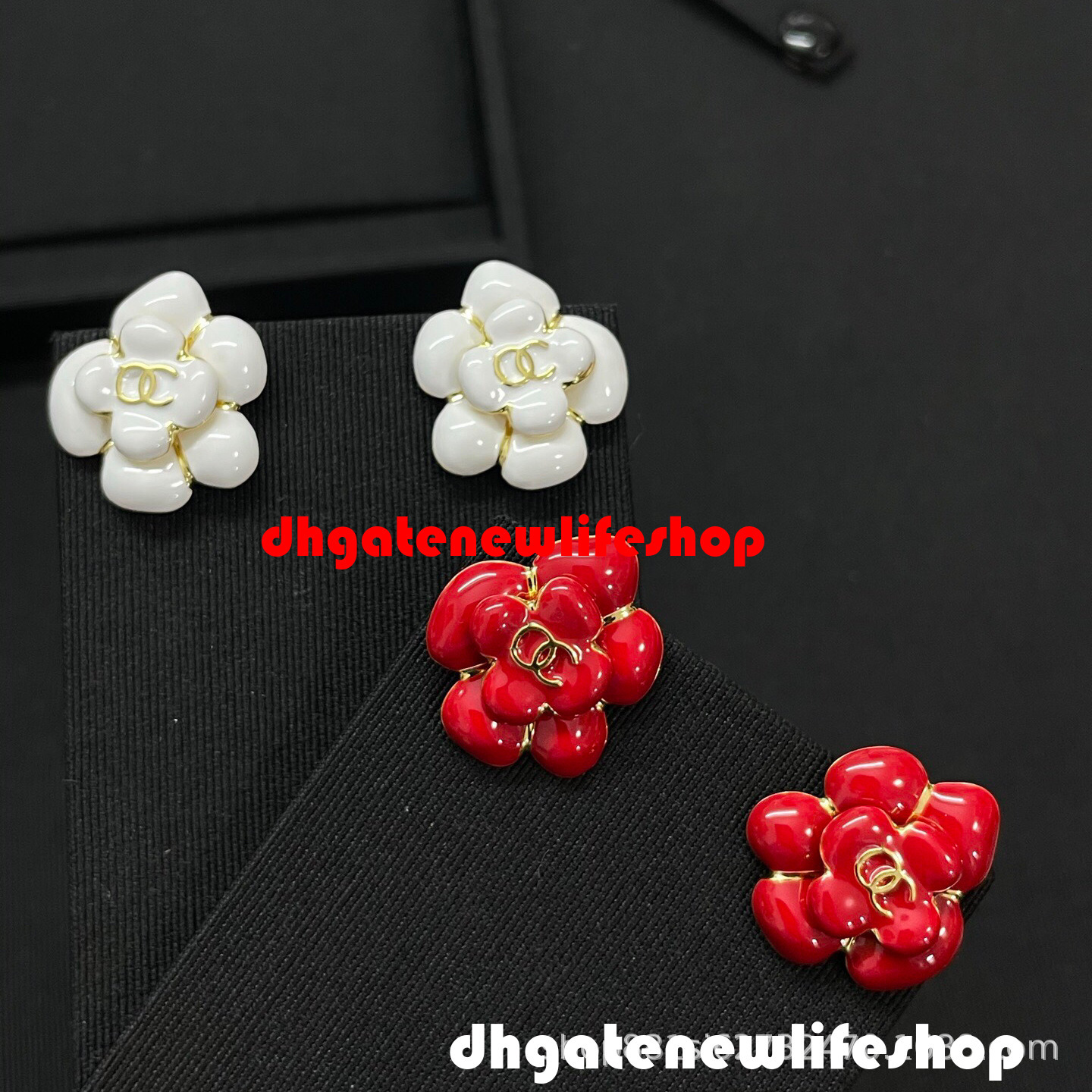 luxury cc earrings designer jewelry Enamel Drip Oil Three-Dimensional Camellia Earrings For Women Style Fresh Sweet channel earrings