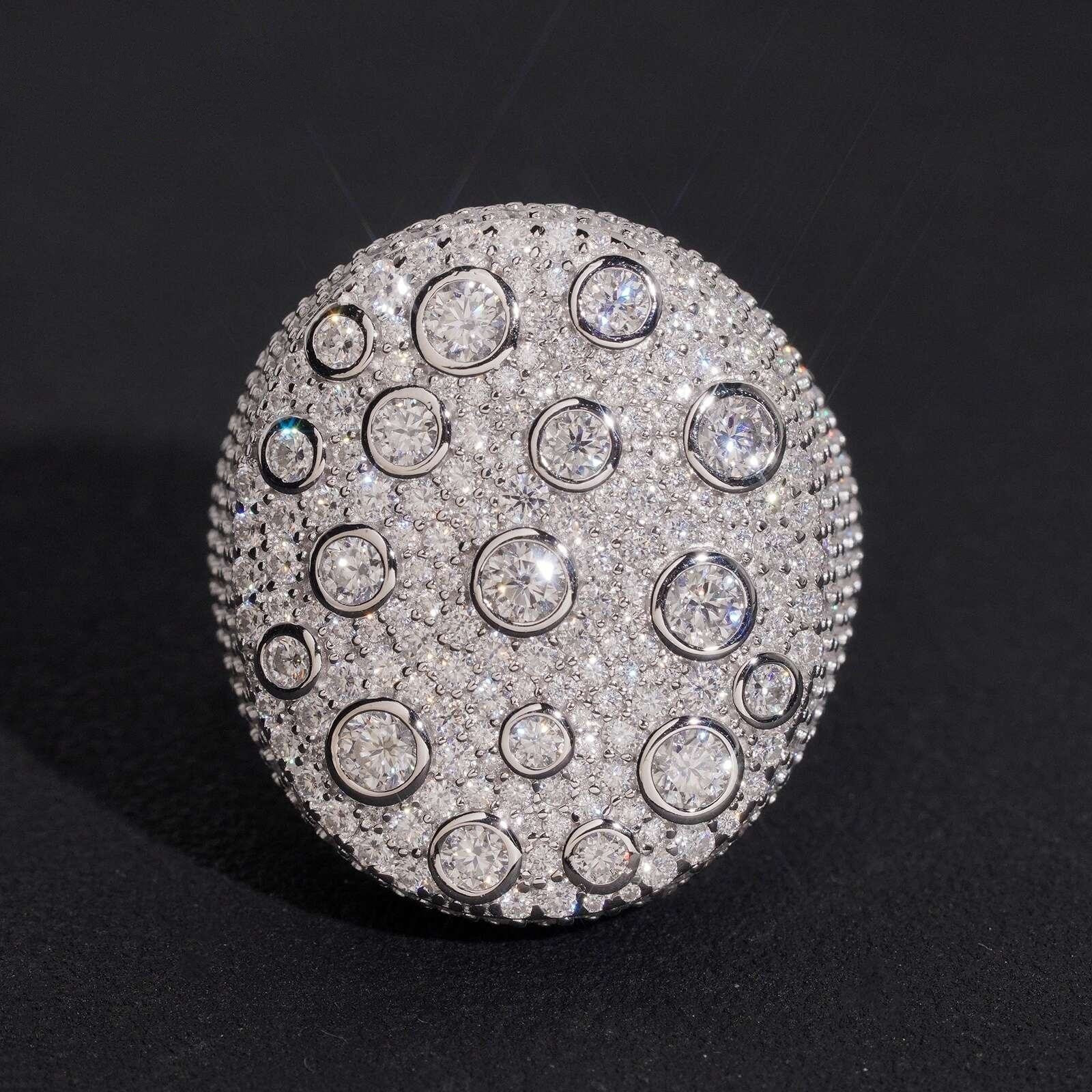 Luxury White Gold Solid Platinum VVS Moissanite Ring for Men and Women D Color Ring Iced Out Moissanite Ring for Party Wedding Nice Gif