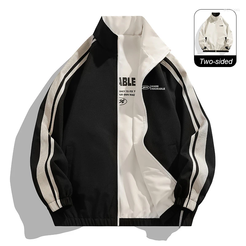Jacket Two-sided Long Sleeve Outdoor Men Coats Women Reversible Windproof Splashproof Double-Sided Jackets Couple Top
