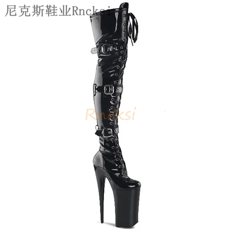 20cm Sexy Round-headed Boots Pipe Dance Shoes Boots Platform Steel for The Bar Show High-heeled Thin-legged Waterproof Round Toe 261019