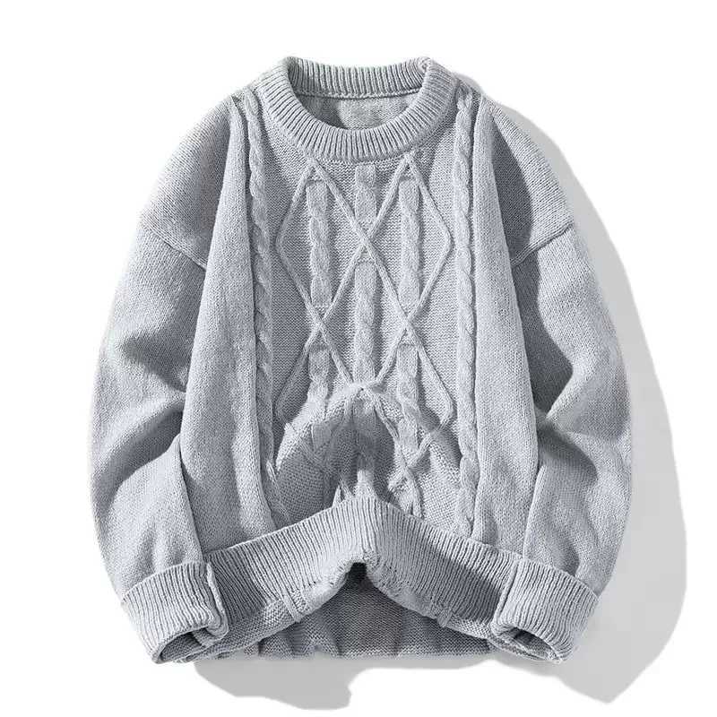 Fashion and Winter New Autumn Solid Color Thickened Warm Round Neck Sweater Men's Loose Sports Large Size High Quty Sweater M261016