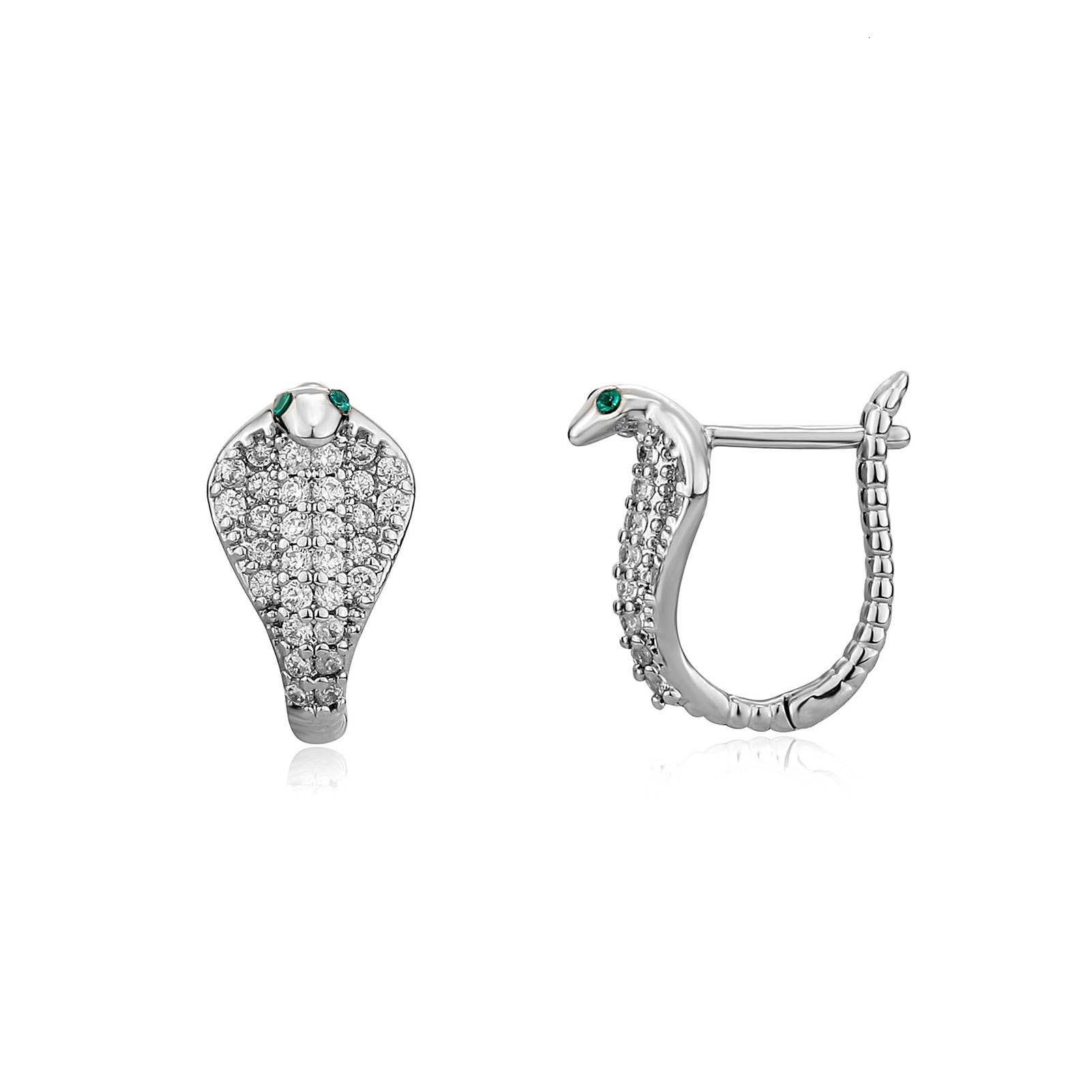 Real 18K 14K 10K Out D VVS Diamond full-diamond green-eyed Luxury Iced king snake fashionable versatile for men and women, high-end design earrings,