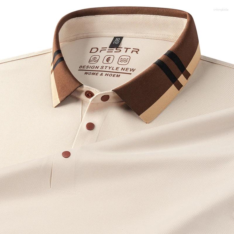 High End Men's Short Sleeve Polo Shirt Summer Luxury Business Casual Fashion Breathable Personality Color Blocked Lapel T-shirt