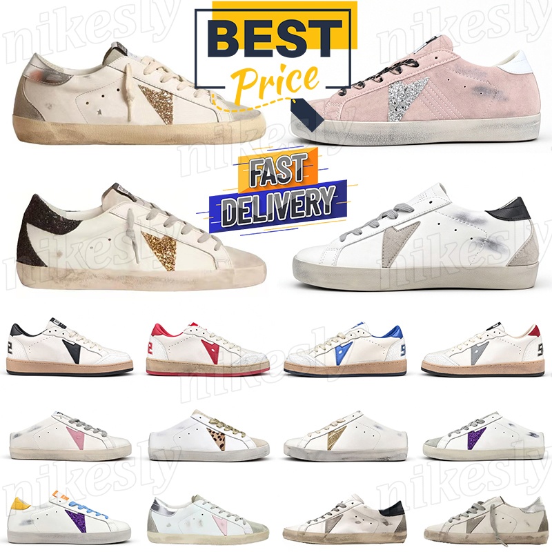 Designer Ball Star Vintage Dirty Star Sneakers Women Men Super Star Sabot Leather Backless Shoes Retro Dirty Casual Shoes Trainers