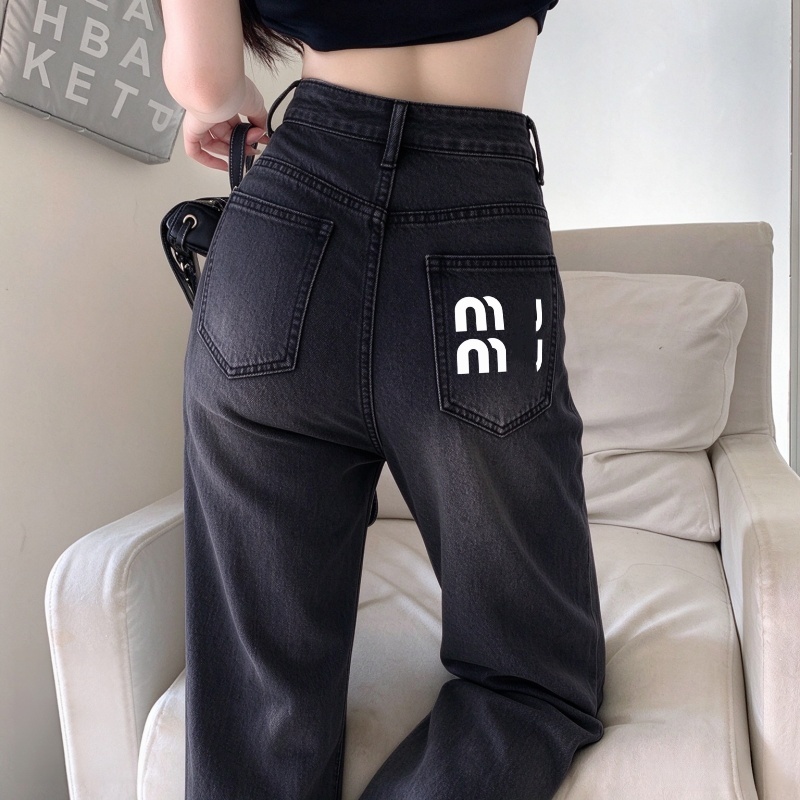 Designer Womens Jeans fashion Streetwear Vintage Fashion High Waisted Jean Female Trouser Letter Hip Hop Denim Pants Women's Straight stretch j