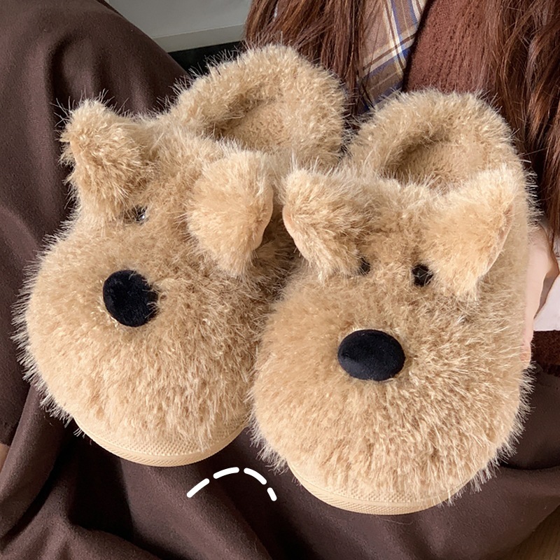 Children's Warm New Winter Cute Dog Girls Fashion Home Plush Slippers Soft Bottom Furry Kids Causal Boys Cotton Slipper J261019