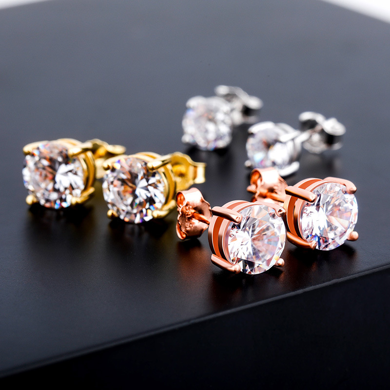 Popular on Instagram Out D VVS Diamond in Europe America: 4/6/8mm round moissanite S925 silver earrings, gold Australian jewelry, hip-hop earrings f