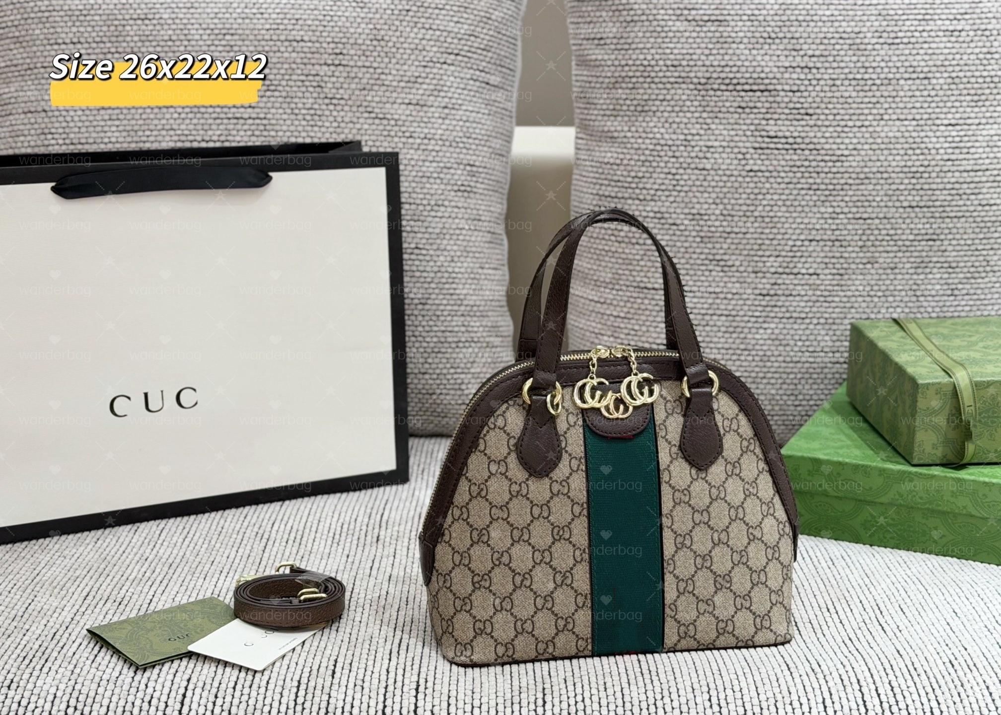 Designer Bag Almas Women leather top handles Shoulder Bags canvas brown calfskin Tote Chain 26CM Messenger Bag Shell bb Purse Lady Cosmetic luxury C