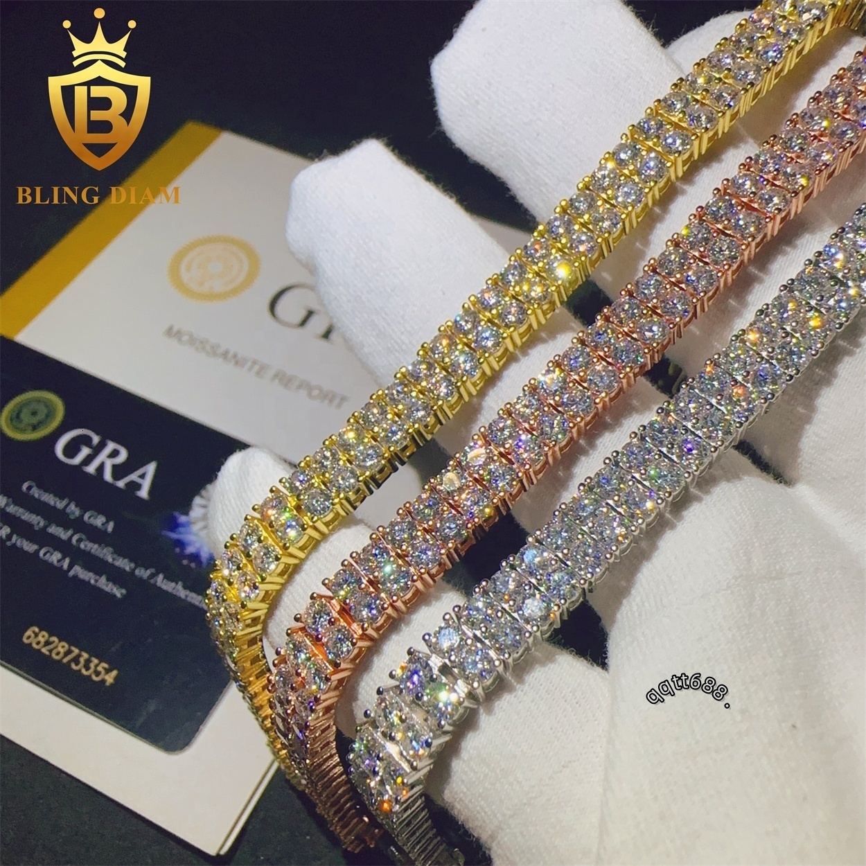 66MM Bracelet Pass Diamond Tester Custom Hip Hop Jewelry 925 Sterling Silver Vvs Moissanite Diamond Tennis Chains Bracelet