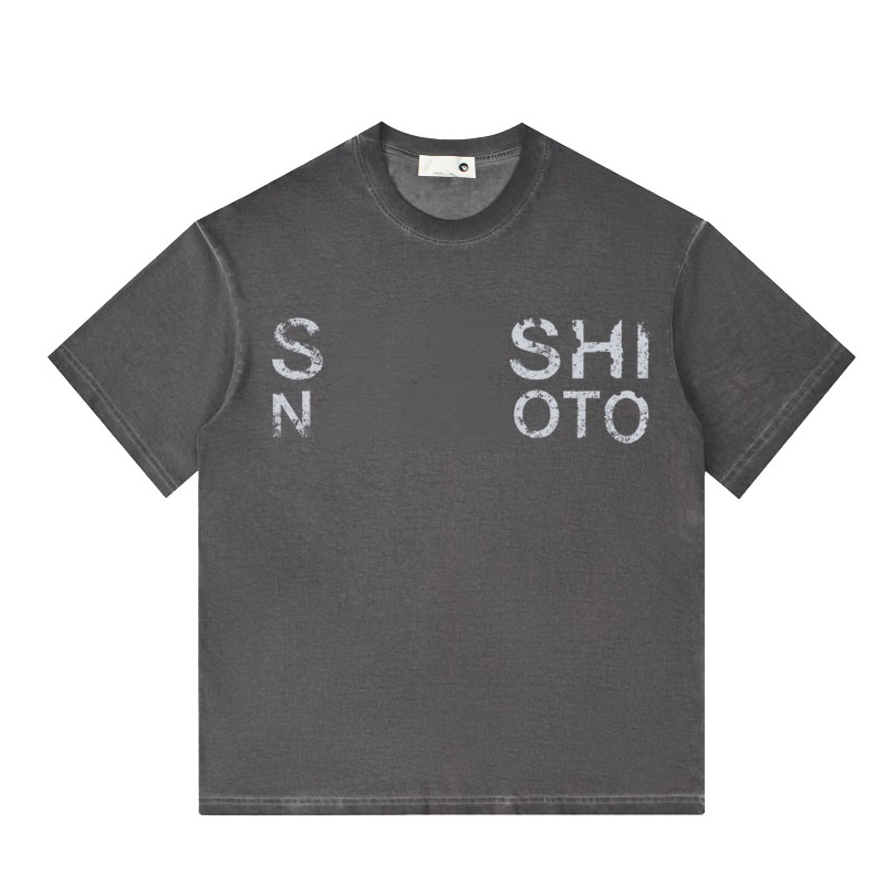 Spring and Summer New Style Printed Washed Vintage Pure Cotton Men's and Women's Short-Sleeved T-Shirts