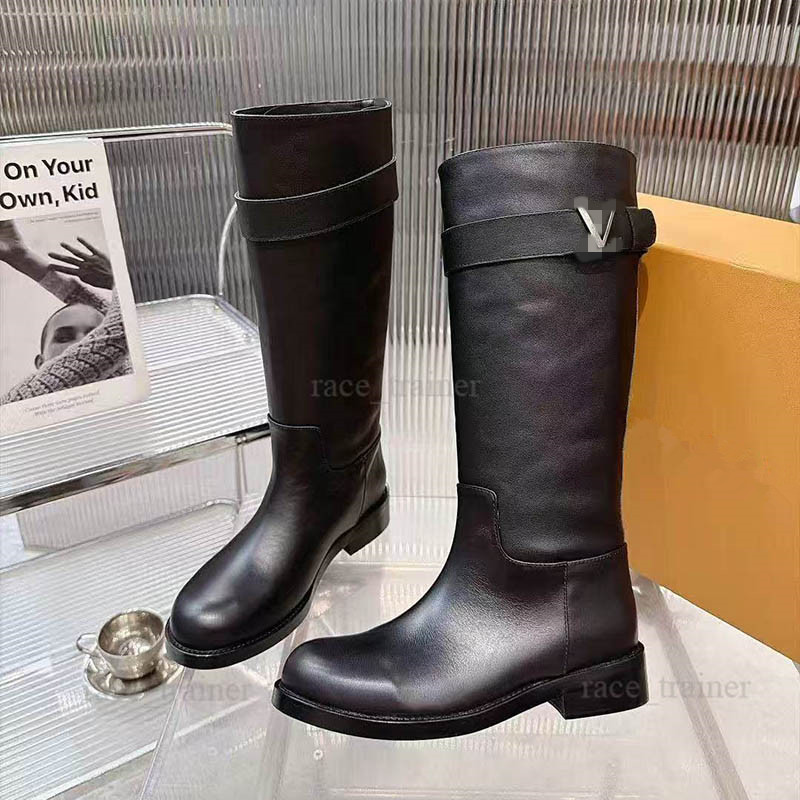 Midtown Amiral boot Womens Black Leather Biker Boots Silver Metal Buckle Flat Slip On ankle Tall Motorcycle Designer Fashion Riding Boots 26 10.14 0