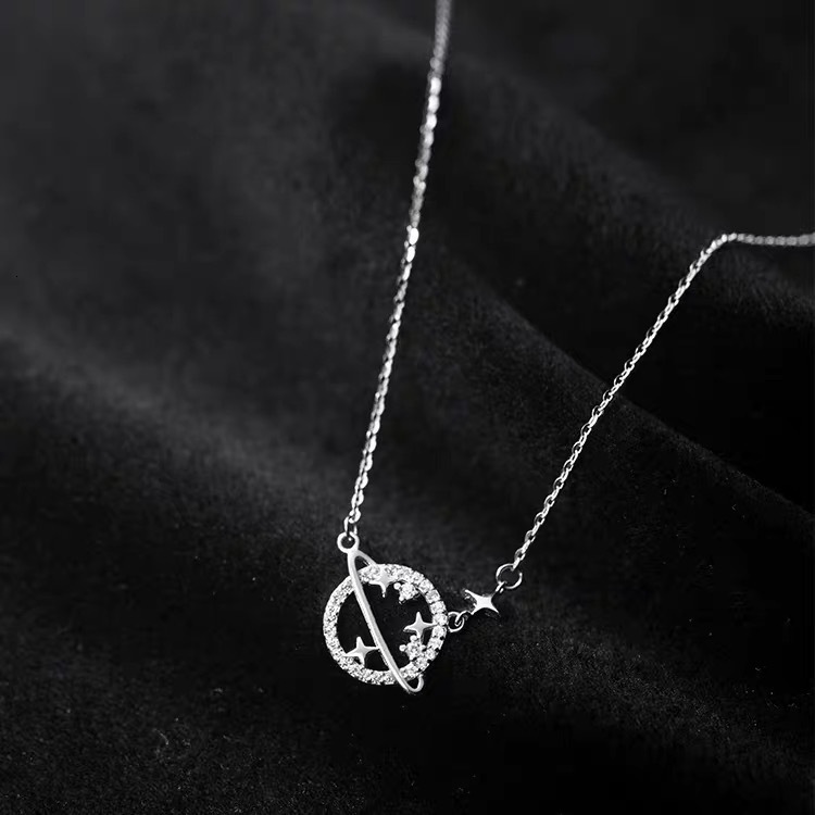 Luxury Elegant Dainty Jewelry Luxury Brand Designer Jewelry Best-Selling Full-Diamond Planet Necklace Women, Featuring Cubic Zirconia, With A Delica