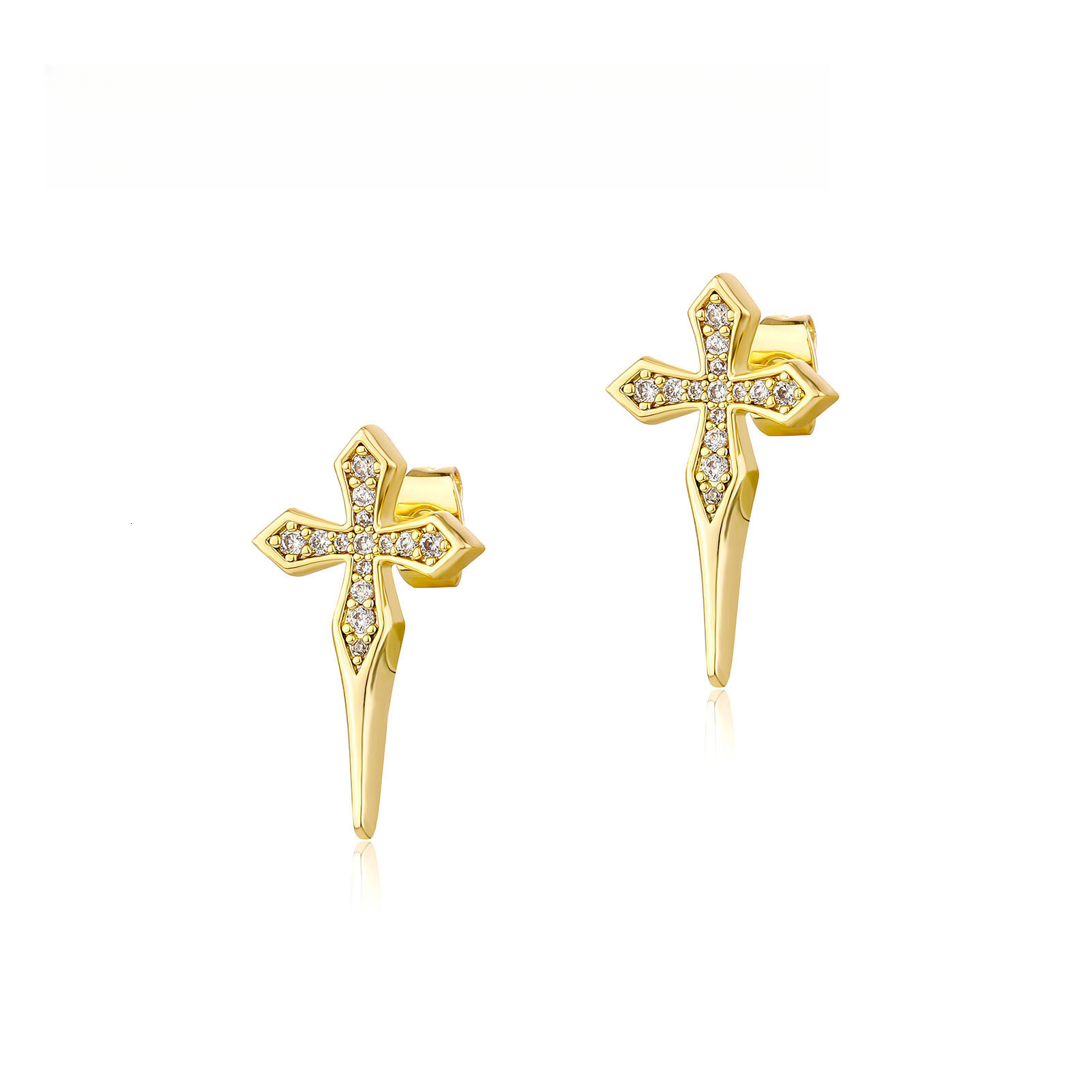 's new European American hip-hop pointed cross with full moissaniteia, personalized fashionable trendy earrings for Out D VVS Diamond men Luxur