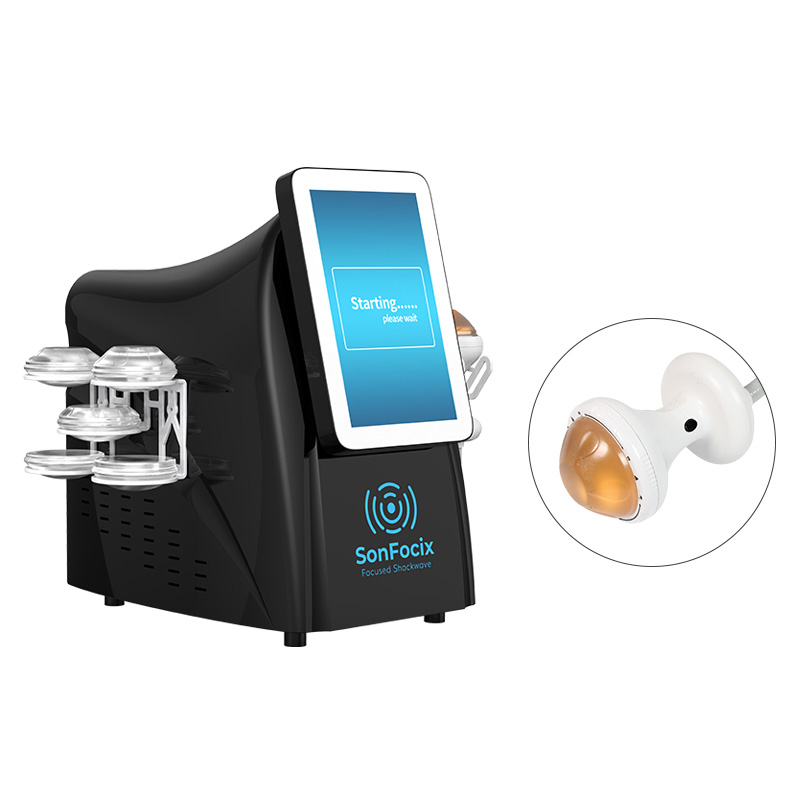 7 in 1 Focused Shockwave Equipment with Silicone Treatment Pads for Muscle Relaxation and Body Wellness